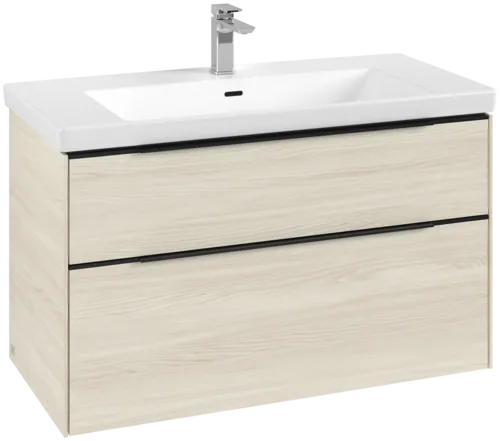 Bild von VILLEROY BOCH Subway 3.0 Waschbeckenunterschrank, mit Beleuchtung, 2 Auszüge, 973 x 576 x 478 mm, White Oak #C570L1AA