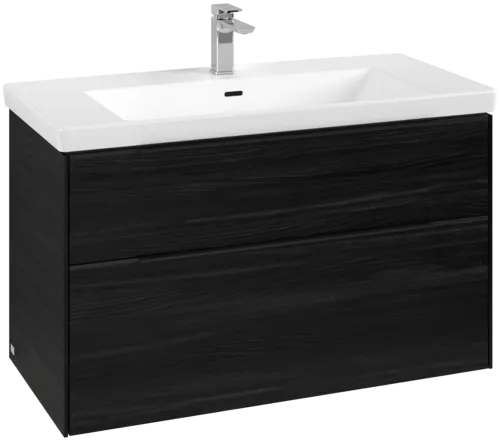 Bild von VILLEROY BOCH Subway 3.0 Waschbeckenunterschrank, mit Beleuchtung, 2 Auszüge, 973 x 576 x 478 mm, Black Oak #C570L1AB