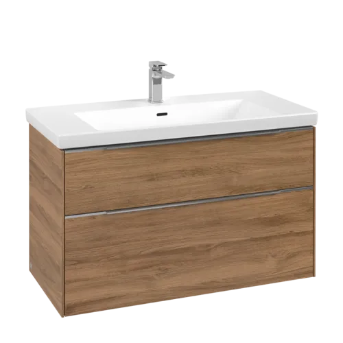 Bild von VILLEROY BOCH Subway 3.0 Waschbeckenunterschrank, 2 Auszüge, 973 x 576 x 478 mm, Kansas Oak #C57000RH
