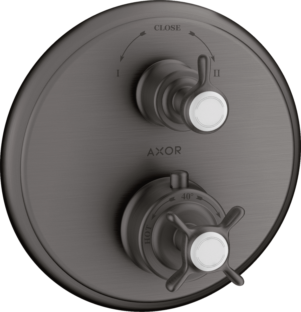 Bild von HANSGROHE AXOR Montreux Thermostat Unterputz mit Kreuzgriff und Ab- und Umstellventil #16820340 - Brushed Black Chrome