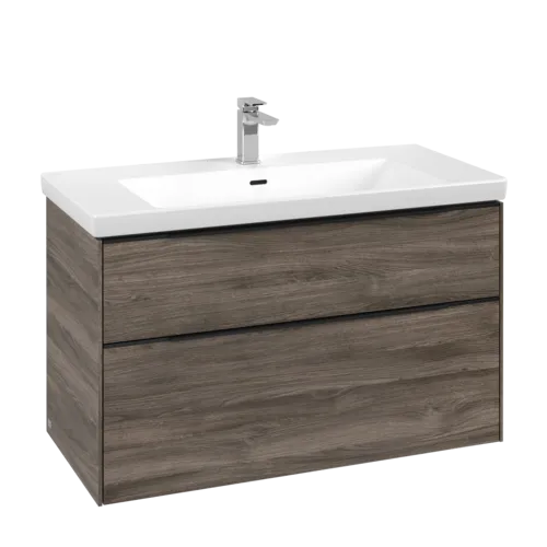 Bild von VILLEROY BOCH Subway 3.0 Waschbeckenunterschrank, 2 Auszüge, 973 x 576 x 478 mm, Stone Oak #C57001RK