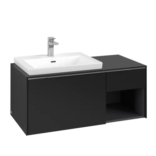 Bild von VILLEROY BOCH Subway 3.0 Waschbeckenunterschrank, 2 Auszüge, 1001 x 423 x 516 mm, Volcano Black / Volcano Black #C57200VL