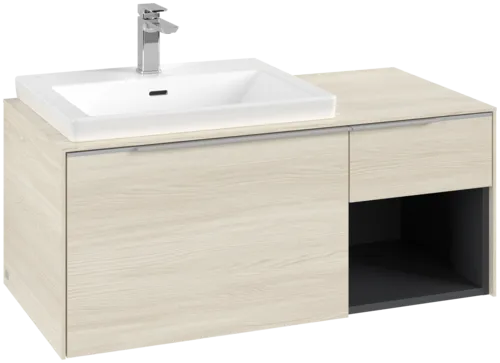 Bild von VILLEROY BOCH Subway 3.0 Waschbeckenunterschrank, mit Beleuchtung, 2 Auszüge, 1001 x 423 x 516 mm, White Oak / White Oak #C572L0AA