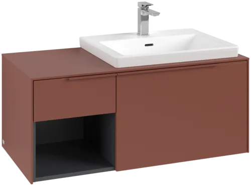 Bild von VILLEROY BOCH Subway 3.0 Waschbeckenunterschrank, mit Beleuchtung, 2 Auszüge, 1001 x 423 x 516 mm, Wine Red / Wine Red #C571L2AH