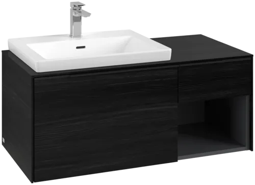 Bild von VILLEROY BOCH Subway 3.0 Waschbeckenunterschrank, mit Beleuchtung, 2 Auszüge, 1001 x 423 x 516 mm, Black Oak / Black Oak #C572L1AB