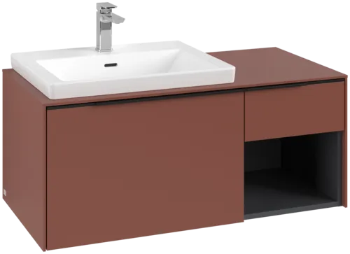 Bild von VILLEROY BOCH Subway 3.0 Waschbeckenunterschrank, mit Beleuchtung, 2 Auszüge, 1001 x 423 x 516 mm, Wine Red / Wine Red #C572L1AH
