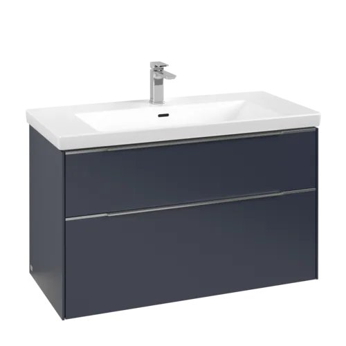 Bild von VILLEROY BOCH Subway 3.0 Waschbeckenunterschrank, mit Beleuchtung, 2 Auszüge, 973 x 576 x 478 mm, Marine Blue #C570L0VQ