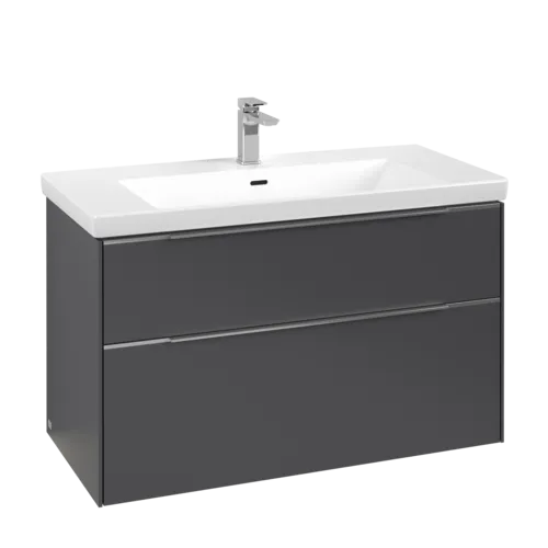 Bild von VILLEROY BOCH Subway 3.0 Waschbeckenunterschrank, mit Beleuchtung, 2 Auszüge, 973 x 576 x 478 mm, Graphite #C570L0VR