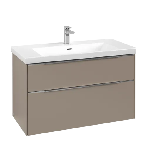 Bild von VILLEROY BOCH Subway 3.0 Waschbeckenunterschrank, mit Beleuchtung, 2 Auszüge, 973 x 576 x 478 mm, Taupe #C570L0VM