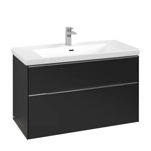 Bild von VILLEROY BOCH Subway 3.0 Waschbeckenunterschrank, mit Beleuchtung, 2 Auszüge, 973 x 576 x 478 mm, Volcano Black #C570L0VL