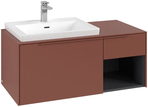 Bild von VILLEROY BOCH Subway 3.0 Waschbeckenunterschrank, mit Beleuchtung, 2 Auszüge, 1001 x 423 x 516 mm, Wine Red / Wine Red #C572L2AH