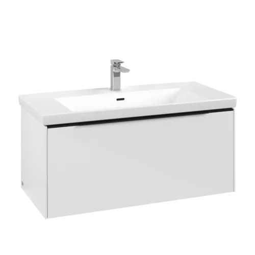 Bild von VILLEROY BOCH Subway 3.0 Waschbeckenunterschrank, mit Beleuchtung, 1 Auszug, 973 x 429 x 478 mm, Brilliant White #C569L1VE
