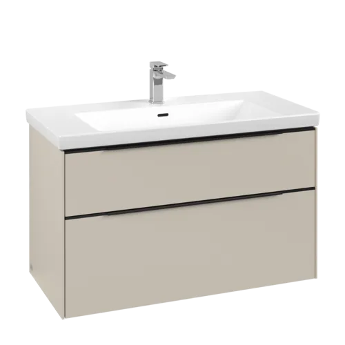 Bild von VILLEROY BOCH Subway 3.0 Waschbeckenunterschrank, mit Beleuchtung, 2 Auszüge, 973 x 576 x 478 mm, Cashmere Grey #C570L1VN