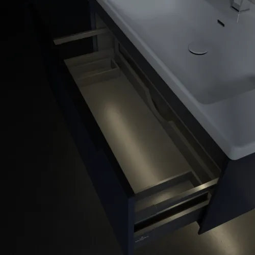 Picture of VILLEROY BOCH Subway 3.0 Vanity unit, with lighting, 1 pull-out compartment, 973 x 429 x 478 mm, Marine Blue #C569L1VQ