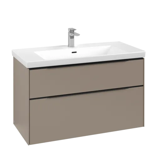 Bild von VILLEROY BOCH Subway 3.0 Waschbeckenunterschrank, mit Beleuchtung, 2 Auszüge, 973 x 576 x 478 mm, Taupe #C570L1VM