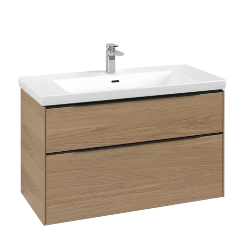 Bild von VILLEROY BOCH Subway 3.0 Waschbeckenunterschrank, mit Beleuchtung, 2 Auszüge, 973 x 576 x 478 mm, Nordic Oak #C570L1VJ