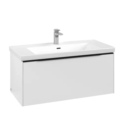 Bild von VILLEROY BOCH Subway 3.0 Waschbeckenunterschrank, mit Beleuchtung, 1 Auszug, 973 x 429 x 478 mm, Pure White #C569L1VF