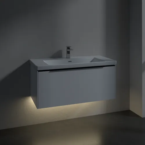 Bild von VILLEROY BOCH Subway 3.0 Waschbeckenunterschrank, mit Beleuchtung, 1 Auszug, 973 x 429 x 478 mm, Pure White #C569L1VF