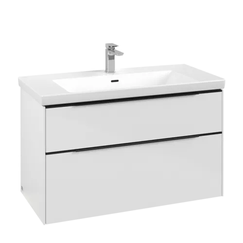 Bild von VILLEROY BOCH Subway 3.0 Waschbeckenunterschrank, mit Beleuchtung, 2 Auszüge, 973 x 576 x 478 mm, Brilliant White #C570L1VE