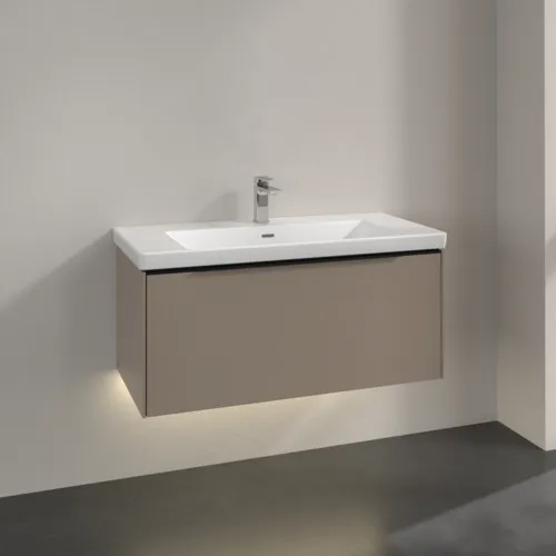 Bild von VILLEROY BOCH Subway 3.0 Waschbeckenunterschrank, mit Beleuchtung, 1 Auszug, 973 x 429 x 478 mm, Taupe #C569L1VM