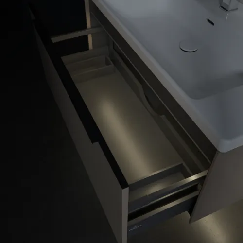 Bild von VILLEROY BOCH Subway 3.0 Waschbeckenunterschrank, mit Beleuchtung, 1 Auszug, 973 x 429 x 478 mm, Taupe #C569L1VM