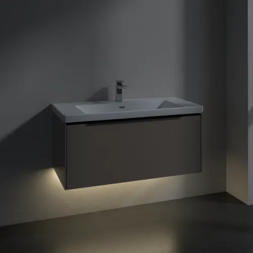 Bild von VILLEROY BOCH Subway 3.0 Waschbeckenunterschrank, mit Beleuchtung, 1 Auszug, 973 x 429 x 478 mm, Taupe #C569L1VM