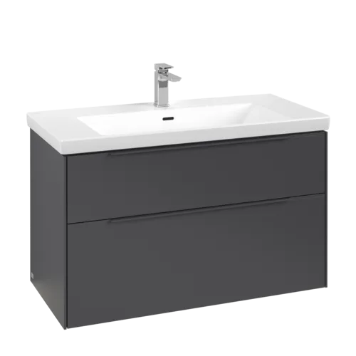 Bild von VILLEROY BOCH Subway 3.0 Waschbeckenunterschrank, mit Beleuchtung, 2 Auszüge, 973 x 576 x 478 mm, Graphite #C570L2VR