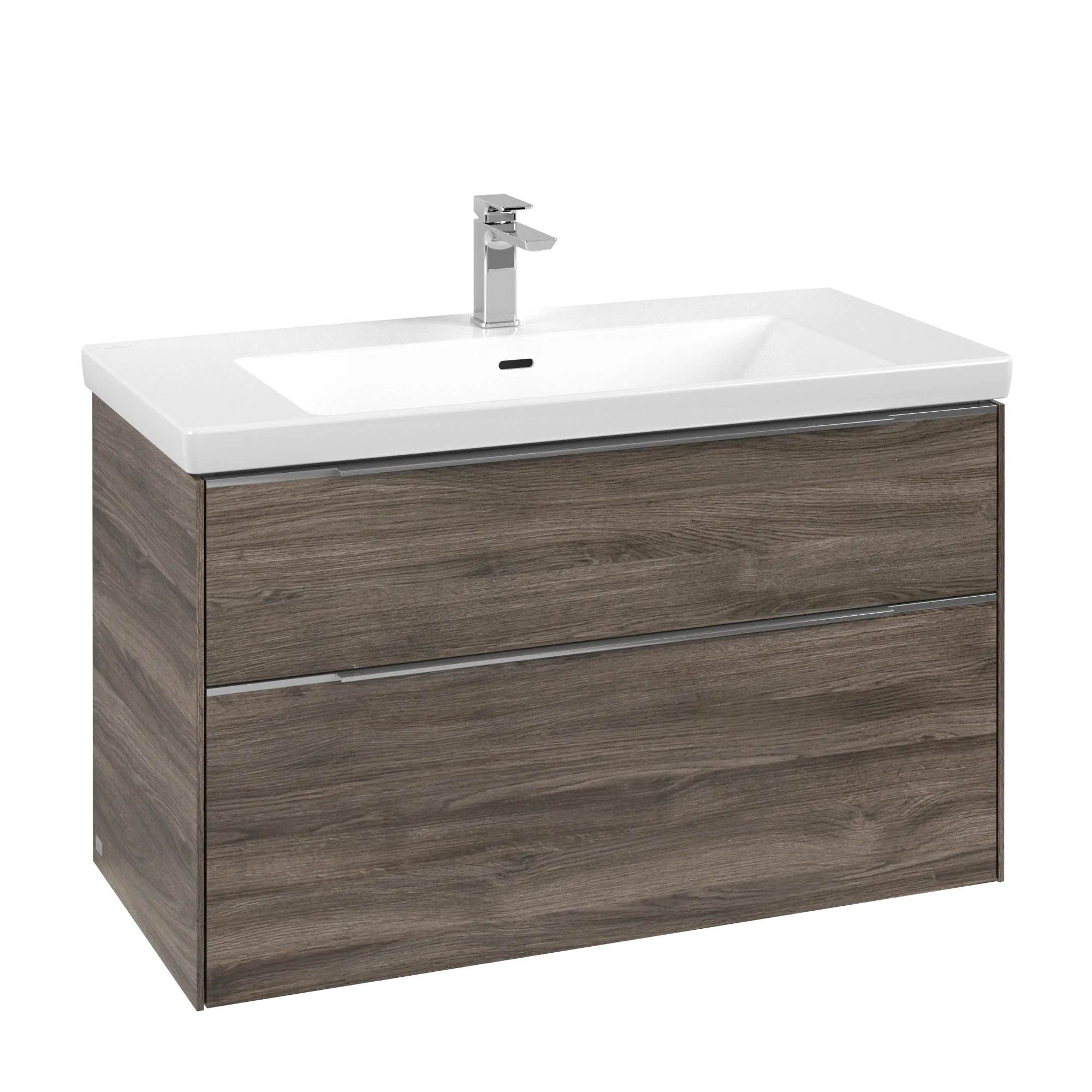 Bild von VILLEROY BOCH Subway 3.0 Waschbeckenunterschrank, mit Beleuchtung, 2 Auszüge, 973 x 576 x 478 mm, Stone Oak #C570L0RK