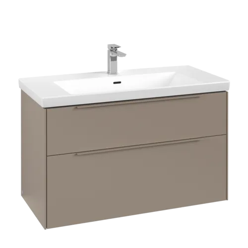 Bild von VILLEROY BOCH Subway 3.0 Waschbeckenunterschrank, mit Beleuchtung, 2 Auszüge, 973 x 576 x 478 mm, Taupe #C570L2VM