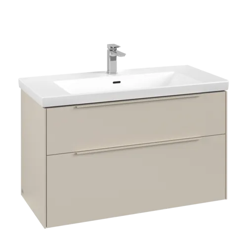 Bild von VILLEROY BOCH Subway 3.0 Waschbeckenunterschrank, mit Beleuchtung, 2 Auszüge, 973 x 576 x 478 mm, Cashmere Grey #C570L2VN