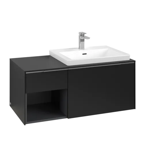 Bild von VILLEROY BOCH Subway 3.0 Waschbeckenunterschrank, mit Beleuchtung, 2 Auszüge, 1001 x 423 x 516 mm, Volcano Black / Volcano Black #C571L0VL