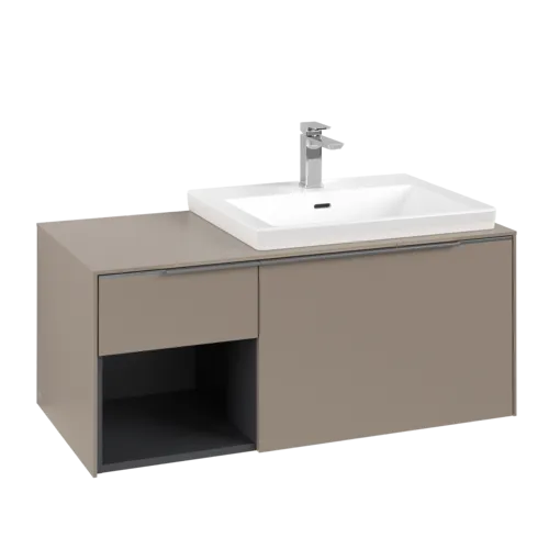 Bild von VILLEROY BOCH Subway 3.0 Waschbeckenunterschrank, mit Beleuchtung, 2 Auszüge, 1001 x 423 x 516 mm, Taupe / Taupe #C571L0VM