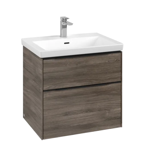 Bild von VILLEROY BOCH Subway 3.0 Waschbeckenunterschrank, mit Beleuchtung, 2 Auszüge, 622 x 576 x 478 mm, Stone Oak #C576L1RK