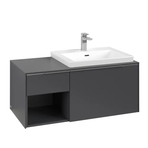Bild von VILLEROY BOCH Subway 3.0 Waschbeckenunterschrank, mit Beleuchtung, 2 Auszüge, 1001 x 423 x 516 mm, Graphite / Graphite #C571L0VR