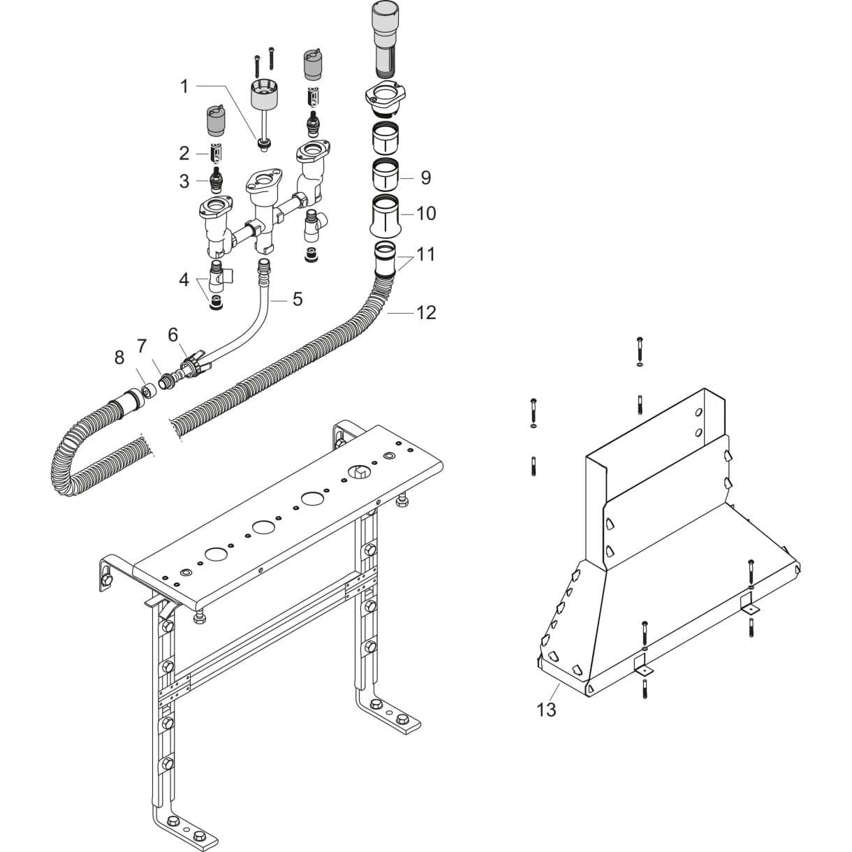 Bild von HANSGROHE Basic set for 4-hole tile mounted bath mixer 15481180
