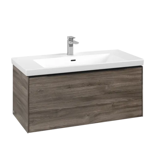 Bild von VILLEROY BOCH Subway 3.0 Waschbeckenunterschrank, mit Beleuchtung, 1 Auszug, 973 x 429 x 478 mm, Stone Oak #C569L1RK