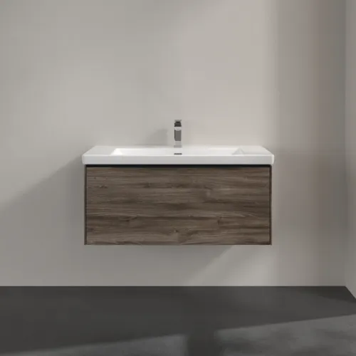 Bild von VILLEROY BOCH Subway 3.0 Waschbeckenunterschrank, mit Beleuchtung, 1 Auszug, 973 x 429 x 478 mm, Stone Oak #C569L1RK