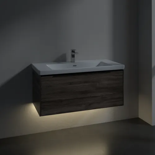 Bild von VILLEROY BOCH Subway 3.0 Waschbeckenunterschrank, mit Beleuchtung, 1 Auszug, 973 x 429 x 478 mm, Stone Oak #C569L1RK