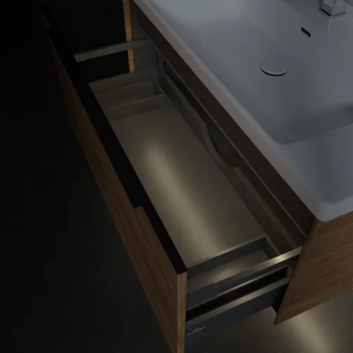 Bild von VILLEROY BOCH Subway 3.0 Waschbeckenunterschrank, mit Beleuchtung, 1 Auszug, 973 x 429 x 478 mm, Kansas Oak #C569L1RH