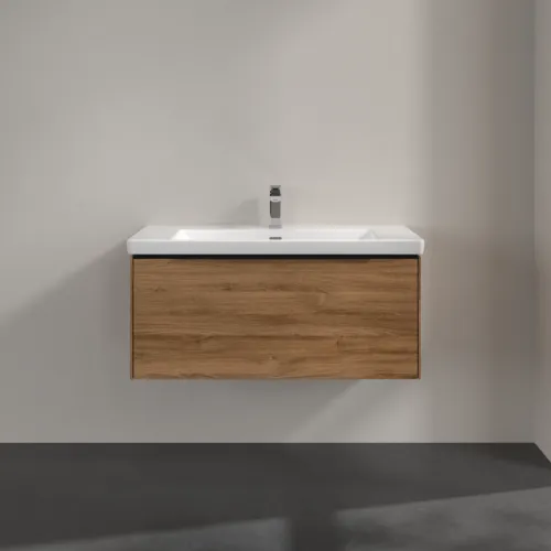 Bild von VILLEROY BOCH Subway 3.0 Waschbeckenunterschrank, mit Beleuchtung, 1 Auszug, 973 x 429 x 478 mm, Kansas Oak #C569L1RH
