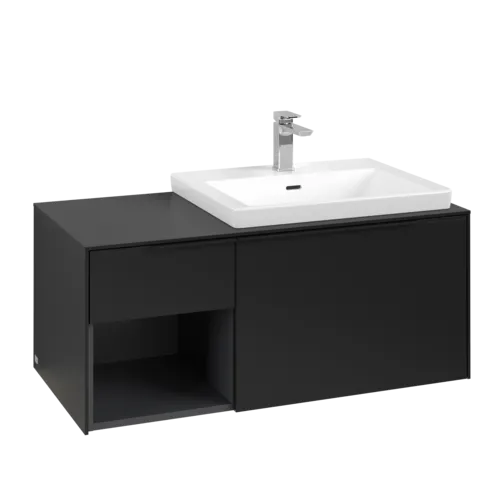 Bild von VILLEROY BOCH Subway 3.0 Waschbeckenunterschrank, mit Beleuchtung, 2 Auszüge, 1001 x 423 x 516 mm, Volcano Black / Volcano Black #C571L1VL