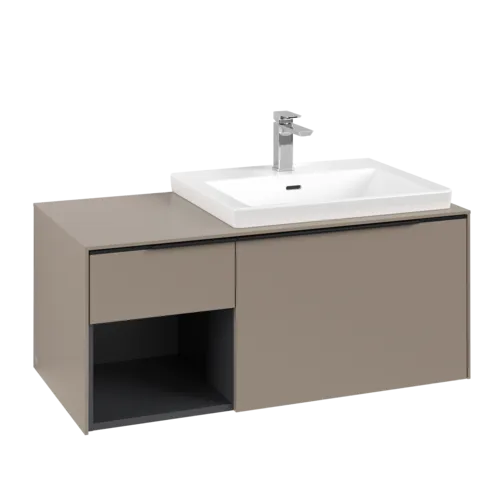 Bild von VILLEROY BOCH Subway 3.0 Waschbeckenunterschrank, mit Beleuchtung, 2 Auszüge, 1001 x 423 x 516 mm, Taupe / Taupe #C571L1VM