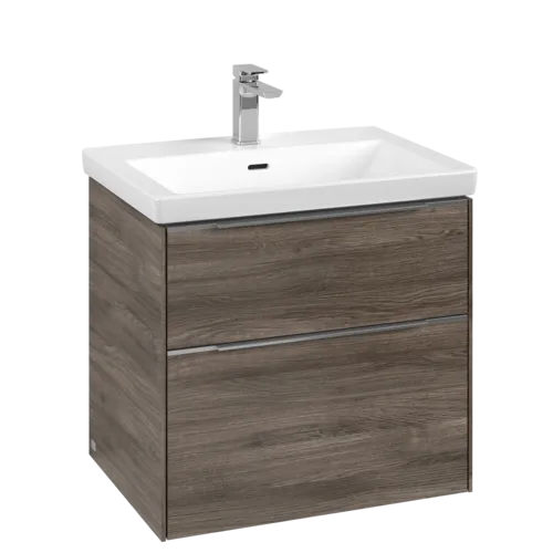 Bild von VILLEROY BOCH Subway 3.0 Waschbeckenunterschrank, mit Beleuchtung, 2 Auszüge, 622 x 576 x 478 mm, Stone Oak #C576L0RK