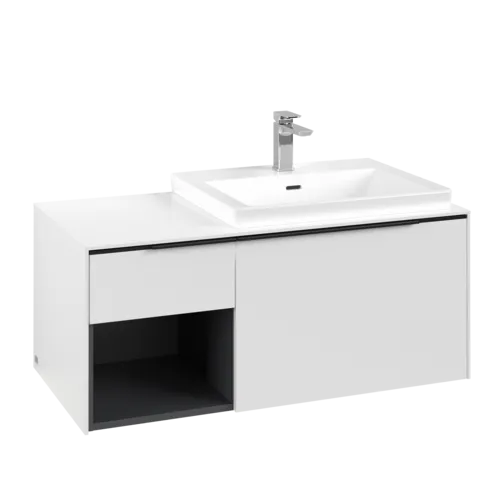 Bild von VILLEROY BOCH Subway 3.0 Waschbeckenunterschrank, mit Beleuchtung, 2 Auszüge, 1001 x 423 x 516 mm, Pure White / Pure White #C571L1VF