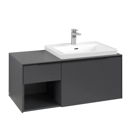 Bild von VILLEROY BOCH Subway 3.0 Waschbeckenunterschrank, mit Beleuchtung, 2 Auszüge, 1001 x 423 x 516 mm, Graphite / Graphite #C571L1VR