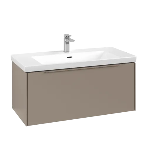 Bild von VILLEROY BOCH Subway 3.0 Waschbeckenunterschrank, mit Beleuchtung, 1 Auszug, 973 x 429 x 478 mm, Taupe #C569L2VM
