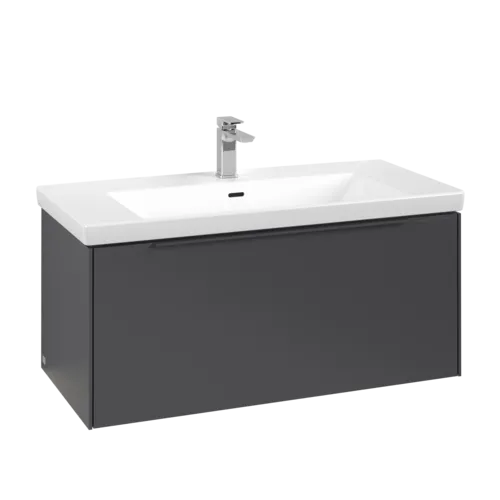 Bild von VILLEROY BOCH Subway 3.0 Waschbeckenunterschrank, mit Beleuchtung, 1 Auszug, 973 x 429 x 478 mm, Graphite #C569L2VR