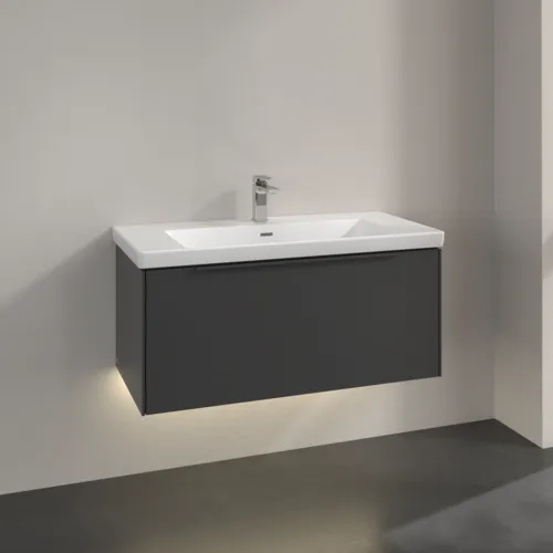 Bild von VILLEROY BOCH Subway 3.0 Waschbeckenunterschrank, mit Beleuchtung, 1 Auszug, 973 x 429 x 478 mm, Graphite #C569L2VR