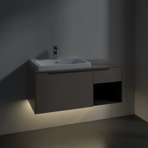 Bild von VILLEROY BOCH Subway 3.0 Waschbeckenunterschrank, mit Beleuchtung, 2 Auszüge, 1001 x 423 x 516 mm, Taupe / Taupe #C572L0VM