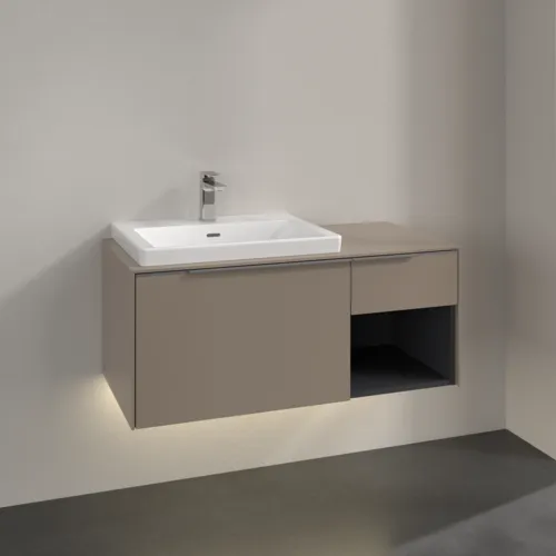 Bild von VILLEROY BOCH Subway 3.0 Waschbeckenunterschrank, mit Beleuchtung, 2 Auszüge, 1001 x 423 x 516 mm, Taupe / Taupe #C572L0VM